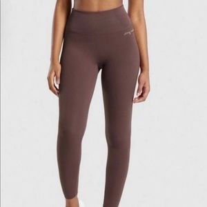 GymShark Whitney Rib Waist Leggings- Cherry Choclate